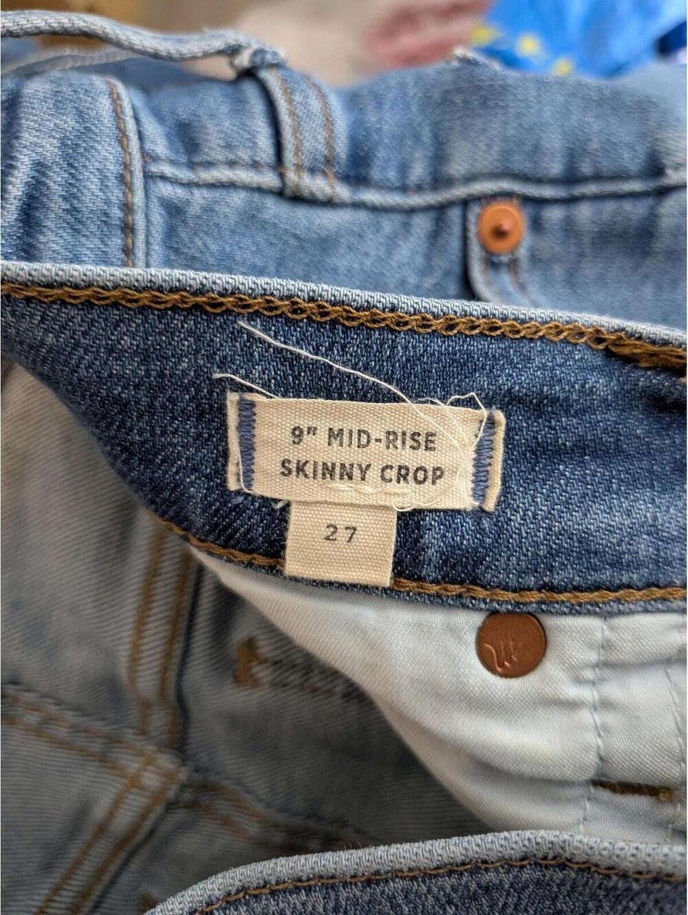 Madewell Jeans Womens 27 Blue 9" Mid-Rise Skinny Crop Button Fly Denim Pants - Picture 6 of 6